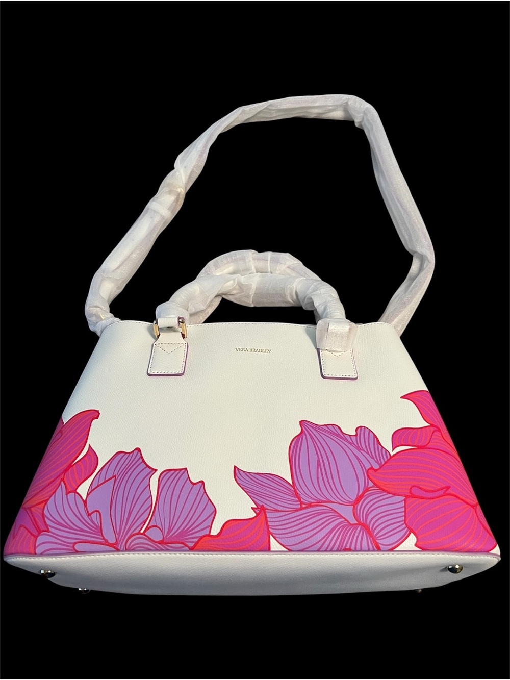 Vera Bradley NWT Emma Satchel Paradise Floral Lilac Bag with Dust Bag